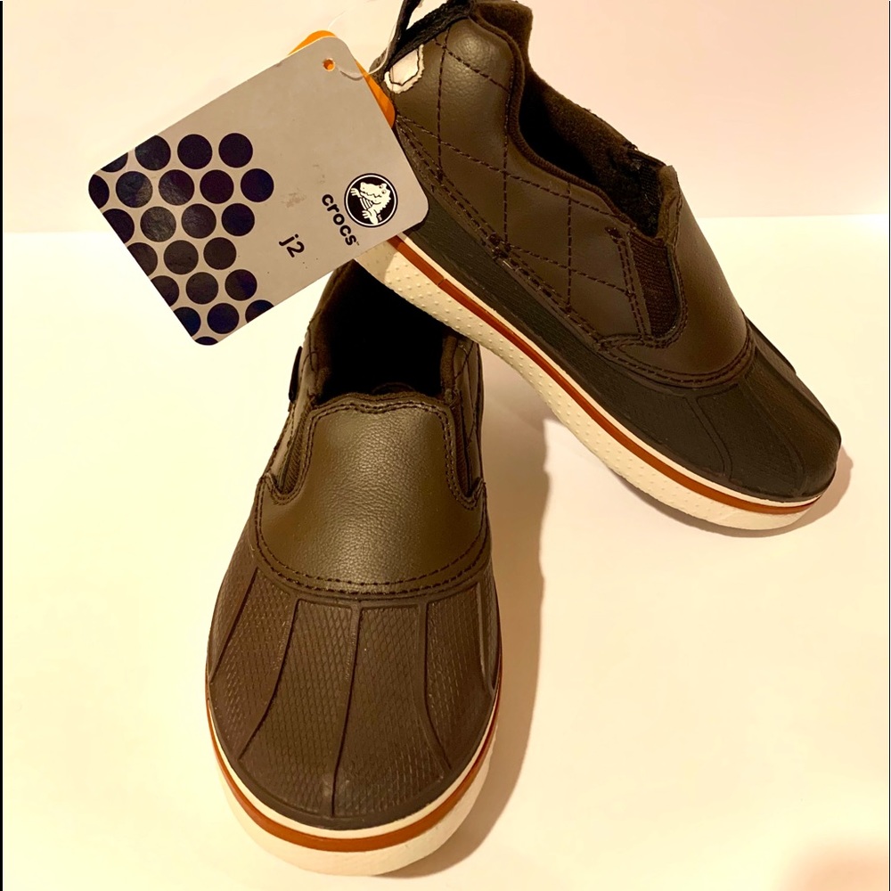NWT CROCS Allcast Duck Unisex Brown Shoes Sz J2